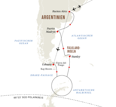 Expedition Antarktis und Falkland-Inseln (Kurs Nord)