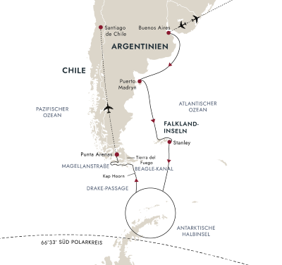 Antarktis und Falkland-Inseln – von Buenos Aires nach Punta Arenas