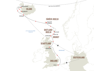 Nordatlantik: Britische Inseln, Färöer-Inseln und Island  (Kurs Nord)