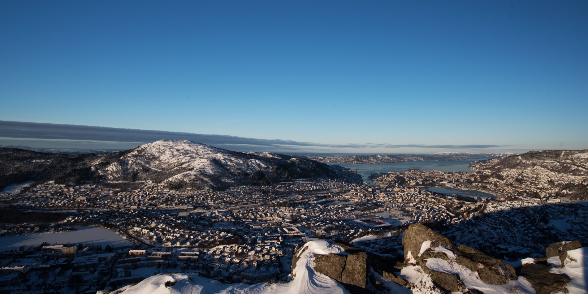 Blick vom Berg Ulriken im Winter