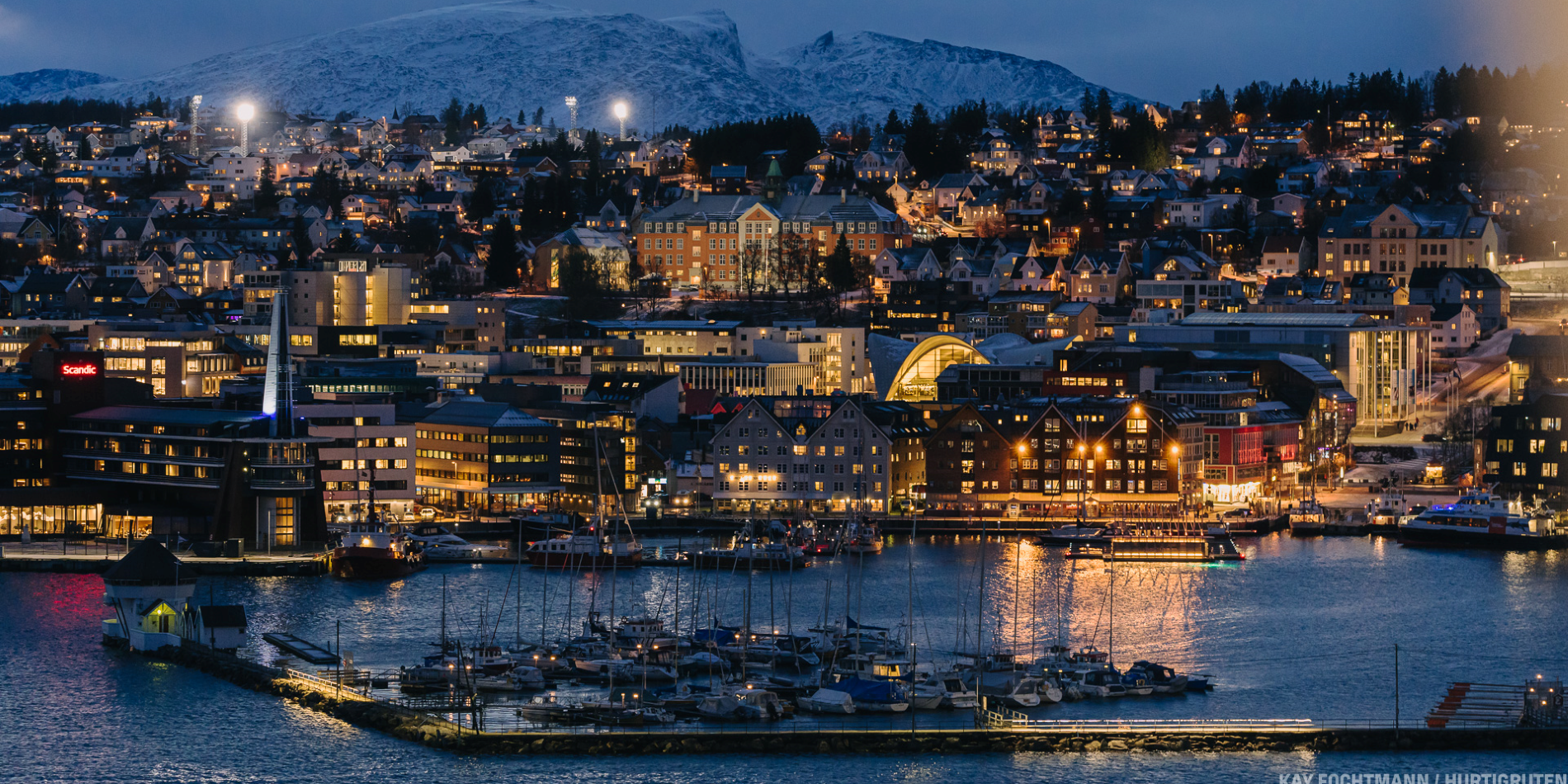 Tromsø bei Nacht Die Lichter der Stadt