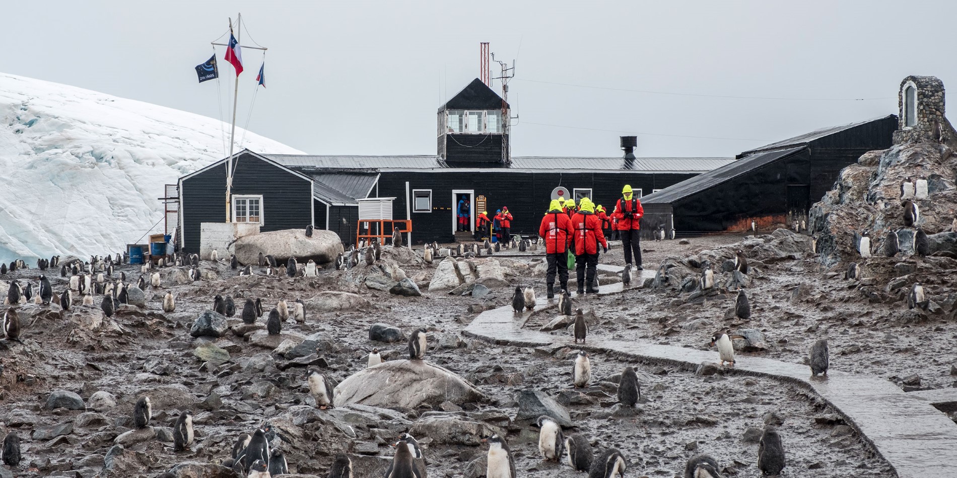 Hurtigruten guests visit a research station in Paradise Bay Antarctica